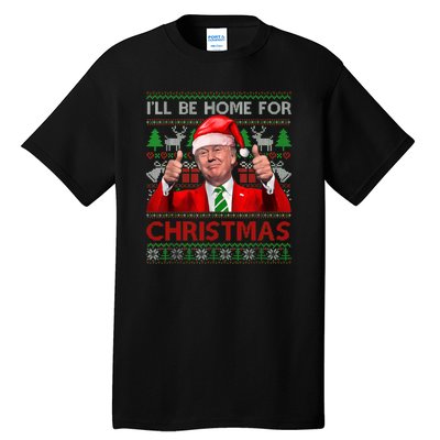 ILl Be Home For Christmas Santa Trump Xmas Pajamas Funny Tall T-Shirt