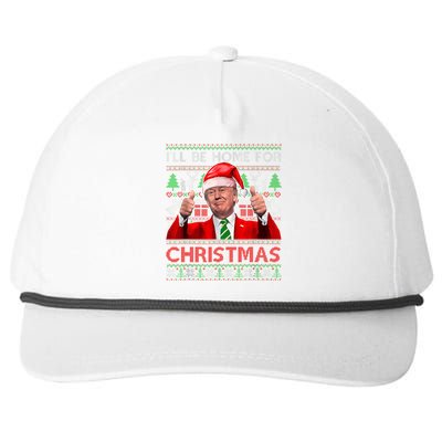 ILl Be Home For Christmas Santa Trump Xmas Pajamas Funny Snapback Five-Panel Rope Hat