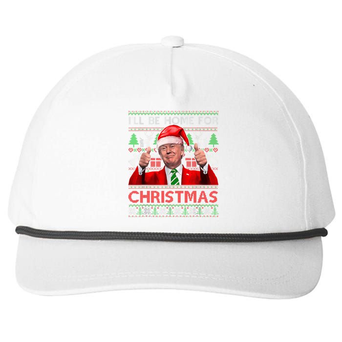 ILl Be Home For Christmas Santa Trump Xmas Pajamas Funny Snapback Five-Panel Rope Hat