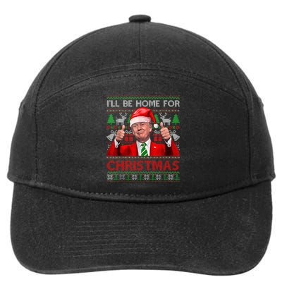 ILl Be Home For Christmas Santa Trump Xmas Pajamas Funny 7-Panel Snapback Hat