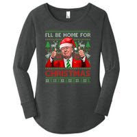 ILl Be Home For Christmas Santa Trump Xmas Pajamas Funny Women's Perfect Tri Tunic Long Sleeve Shirt