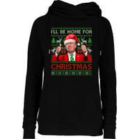 ILl Be Home For Christmas Santa Trump Xmas Pajamas Funny Womens Funnel Neck Pullover Hood