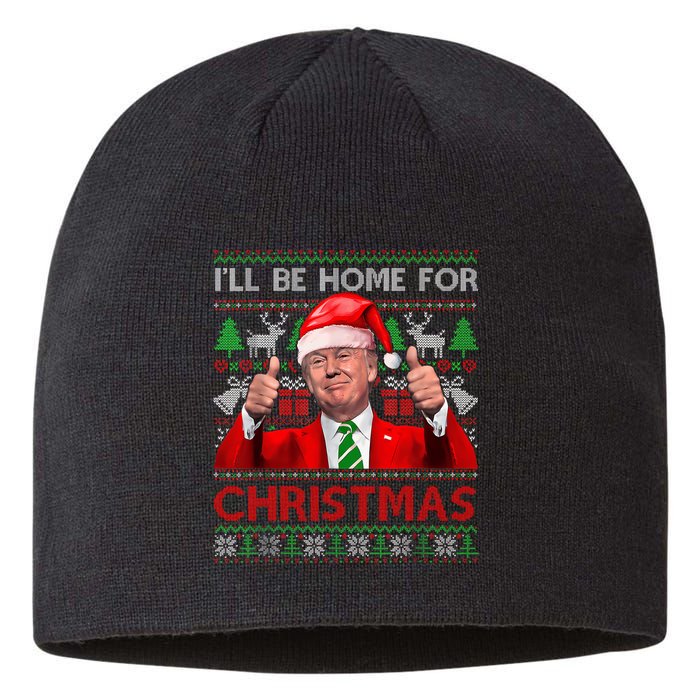 ILl Be Home For Christmas Santa Trump Xmas Pajamas Funny Sustainable Beanie