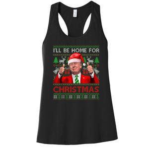 ILl Be Home For Christmas Santa Trump Xmas Pajamas Funny Women's Racerback Tank