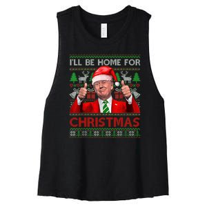 ILl Be Home For Christmas Santa Trump Xmas Pajamas Funny Women's Racerback Cropped Tank