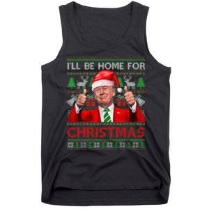 ILl Be Home For Christmas Santa Trump Xmas Pajamas Funny Tank Top