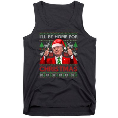 ILl Be Home For Christmas Santa Trump Xmas Pajamas Funny Tank Top