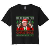 ILl Be Home For Christmas Santa Trump Xmas Pajamas Funny Women's Crop Top Tee