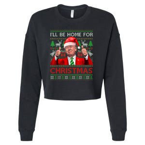 ILl Be Home For Christmas Santa Trump Xmas Pajamas Funny Cropped Pullover Crew