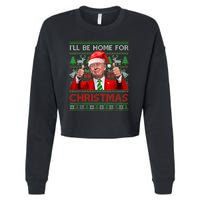 ILl Be Home For Christmas Santa Trump Xmas Pajamas Funny Cropped Pullover Crew