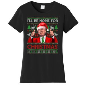 ILl Be Home For Christmas Santa Trump Xmas Pajamas Funny Women's T-Shirt