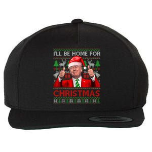 ILl Be Home For Christmas Santa Trump Xmas Pajamas Funny Wool Snapback Cap