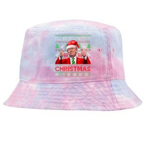 ILl Be Home For Christmas Santa Trump Xmas Pajamas Funny Tie-Dyed Bucket Hat