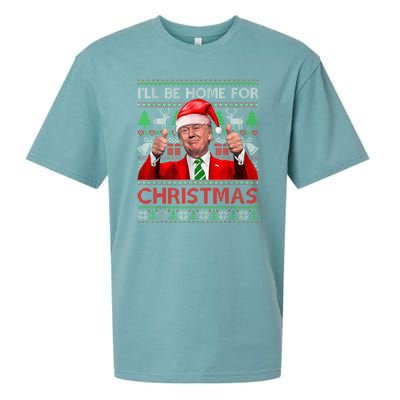 ILl Be Home For Christmas Santa Trump Xmas Pajamas Funny Sueded Cloud Jersey T-Shirt