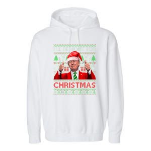 ILl Be Home For Christmas Santa Trump Xmas Pajamas Funny Garment-Dyed Fleece Hoodie