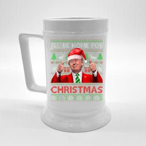 ILl Be Home For Christmas Santa Trump Xmas Pajamas Funny Beer Stein