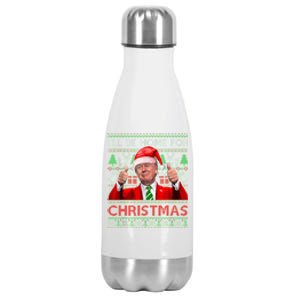 ILl Be Home For Christmas Santa Trump Xmas Pajamas Funny Stainless Steel Insulated Water Bottle