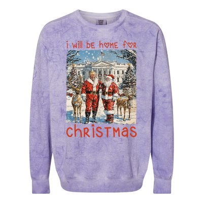 ILl Be Home For Christmas 2024 Funny Santa Xmas Pajamas Colorblast Crewneck Sweatshirt