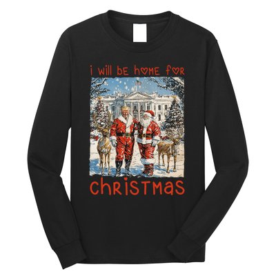 ILl Be Home For Christmas 2024 Funny Santa Xmas Pajamas Long Sleeve Shirt