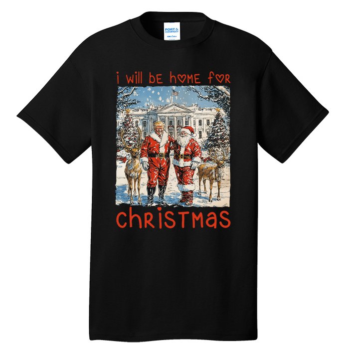 ILl Be Home For Christmas 2024 Funny Santa Xmas Pajamas Tall T-Shirt