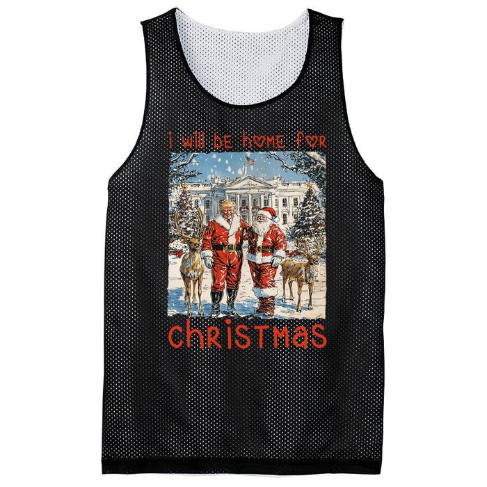 ILl Be Home For Christmas 2024 Funny Santa Xmas Pajamas Mesh Reversible Basketball Jersey Tank