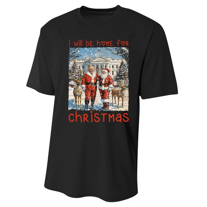 ILl Be Home For Christmas 2024 Funny Santa Xmas Pajamas Performance Sprint T-Shirt