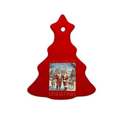 ILl Be Home For Christmas 2024 Funny Santa Xmas Pajamas Ceramic Tree Ornament