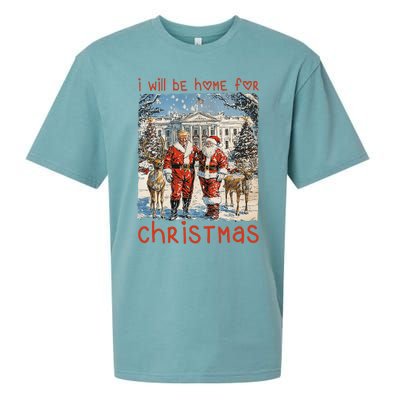 ILl Be Home For Christmas 2024 Funny Santa Xmas Pajamas Sueded Cloud Jersey T-Shirt