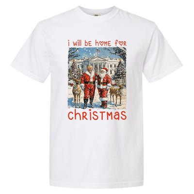 ILl Be Home For Christmas 2024 Funny Santa Xmas Pajamas Garment-Dyed Heavyweight T-Shirt