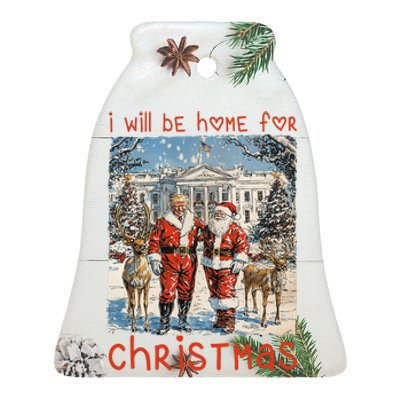 ILl Be Home For Christmas 2024 Funny Santa Xmas Pajamas Ceramic Bell Ornament