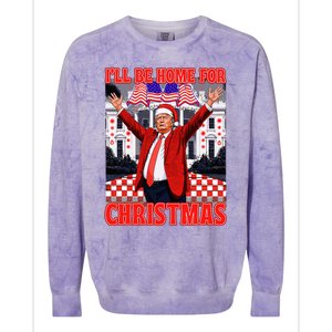 ILl Be Home For Christmas Santa Funny Trump Xmas Pajamas Colorblast Crewneck Sweatshirt