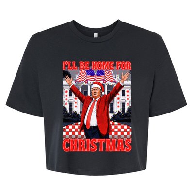 ILl Be Home For Christmas Santa Funny Trump Xmas Pajamas Bella+Canvas Jersey Crop Tee