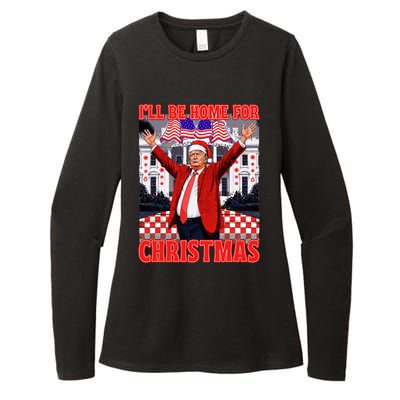 ILl Be Home For Christmas Santa Funny Trump Xmas Pajamas Womens CVC Long Sleeve Shirt