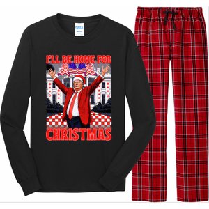 ILl Be Home For Christmas Santa Funny Trump Xmas Pajamas Long Sleeve Pajama Set