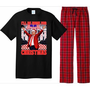 ILl Be Home For Christmas Santa Funny Trump Xmas Pajamas Pajama Set