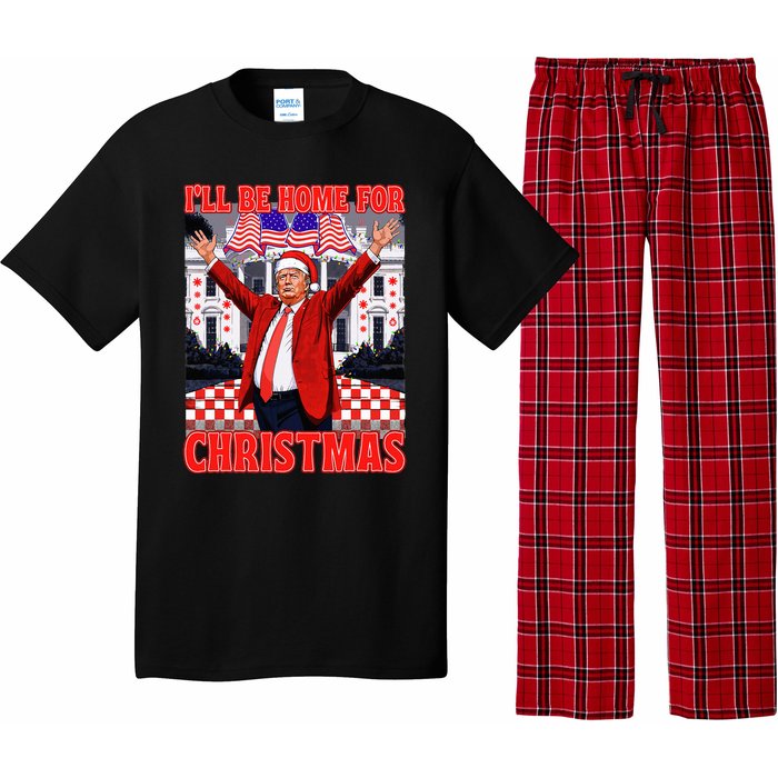 ILl Be Home For Christmas Santa Funny Trump Xmas Pajamas Pajama Set