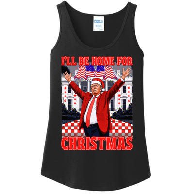 ILl Be Home For Christmas Santa Funny Trump Xmas Pajamas Ladies Essential Tank