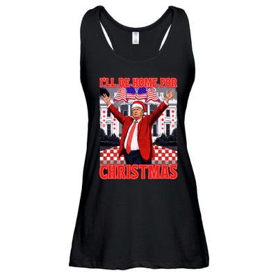 ILl Be Home For Christmas Santa Funny Trump Xmas Pajamas Ladies Essential Flowy Tank