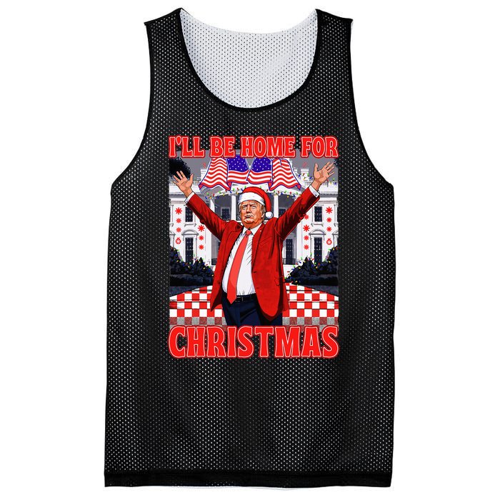 ILl Be Home For Christmas Santa Funny Trump Xmas Pajamas Mesh Reversible Basketball Jersey Tank