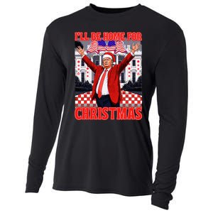 ILl Be Home For Christmas Santa Funny Trump Xmas Pajamas Cooling Performance Long Sleeve Crew