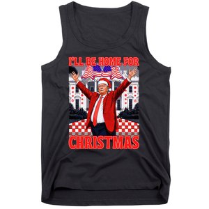 ILl Be Home For Christmas Santa Funny Trump Xmas Pajamas Tank Top