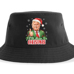 ILl Be Home For Christmas Funny Santa Claus Trump 2024 Xmas Sustainable Bucket Hat