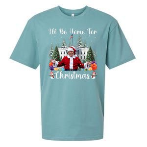 ILl Be Home For Christmas Funny Santa Claus Trump 2024 Sueded Cloud Jersey T-Shirt