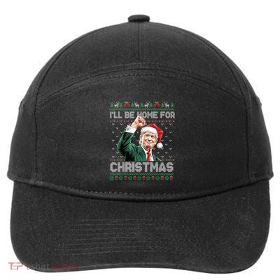 ILl Be Home For Christmas Funny Santa Trump Pajamas Ugly 7-Panel Snapback Hat