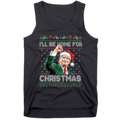 ILl Be Home For Christmas Funny Santa Trump Pajamas Ugly Tank Top