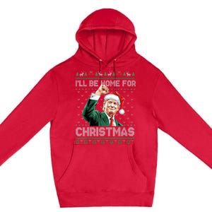 ILl Be Home For Christmas Funny Santa Trump Pajamas Ugly Premium Pullover Hoodie