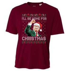 ILl Be Home For Christmas Funny Santa Trump Pajamas Ugly Cooling Performance Crew T-Shirt