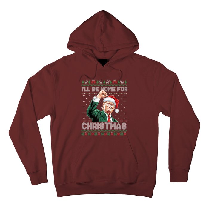 ILl Be Home For Christmas Funny Santa Trump Pajamas Ugly Hoodie