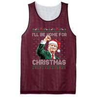 ILl Be Home For Christmas Funny Santa Trump Pajamas Ugly Mesh Reversible Basketball Jersey Tank