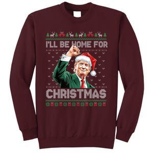 ILl Be Home For Christmas Funny Santa Trump Pajamas Ugly Tall Sweatshirt